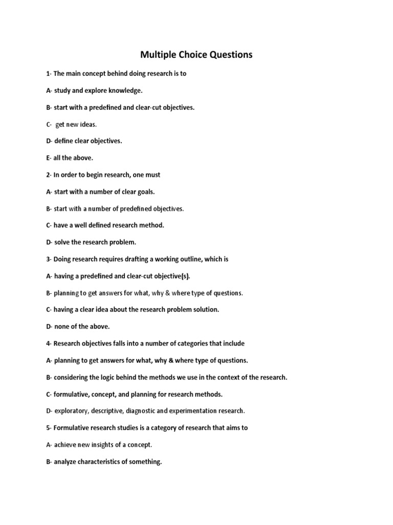 objective questions on research methodology by kothari mcq on research methodology for phd entrance pdf